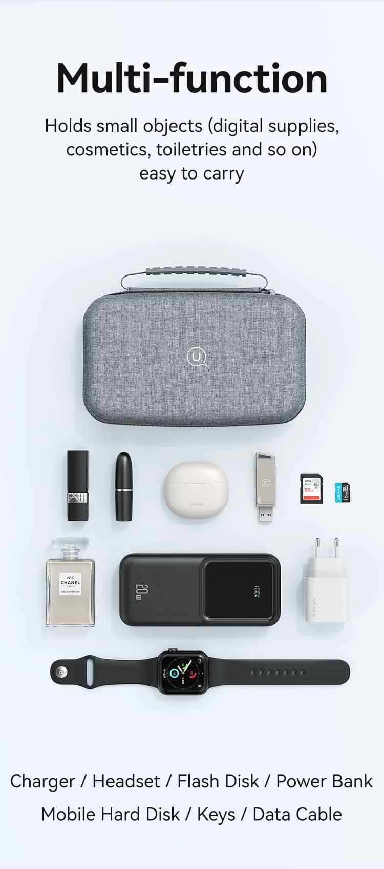 حقيبة تخزين لبنوك الطاقة وسماعات الأذن