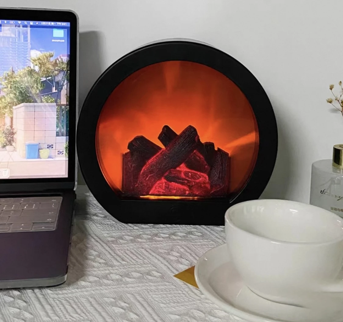 مدفأة ديكور كهربائية دائرية صغيرة