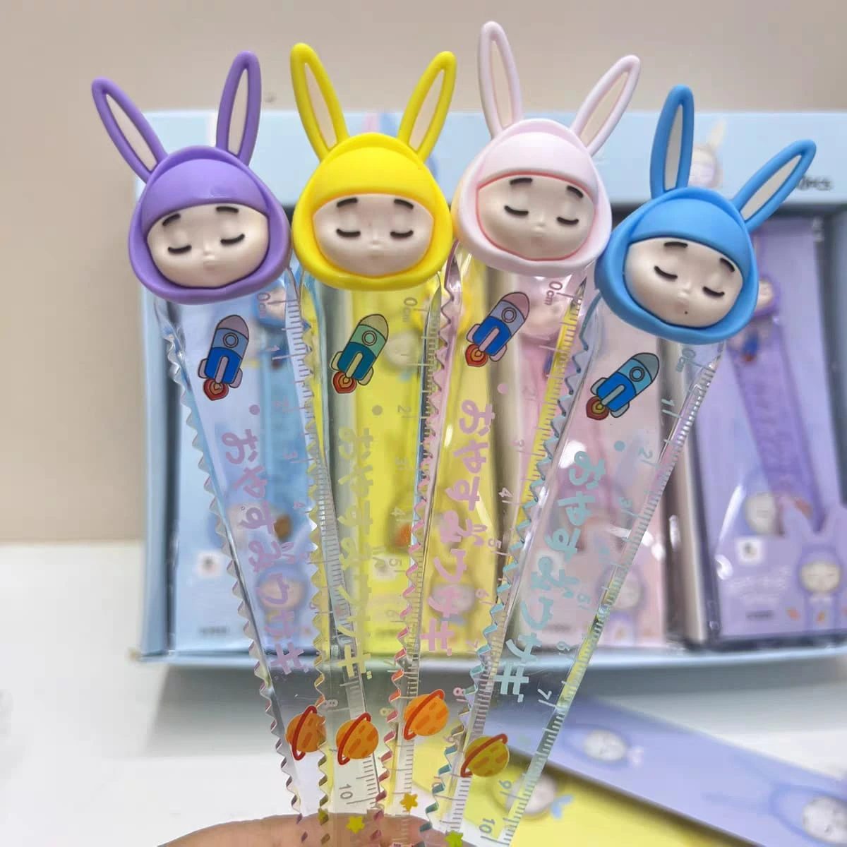 مسطرة أرنب نائم ثلاثية الأبعاد بتصميم كرتوني لطيف