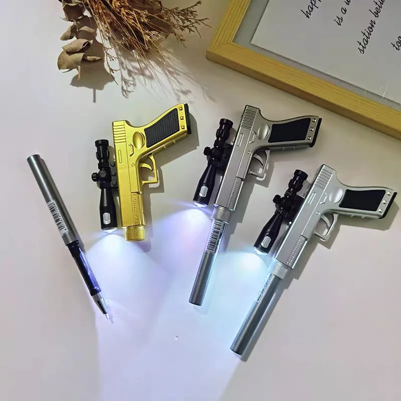 قلم مسدس بحبر أسود وضوء LED
