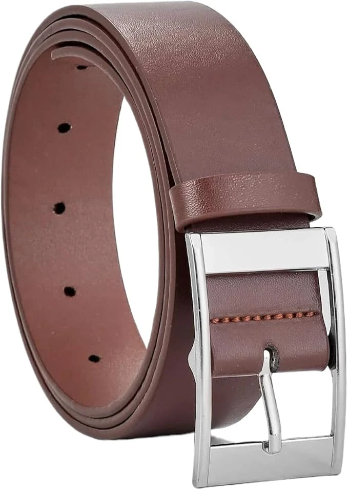 حزام بتصميم بسيط بإبزيم إبرة للرجال، حزام خصر بلون أسود للملابس الكاجوال والرسمي