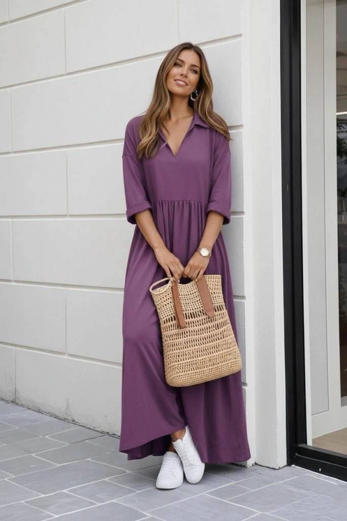 فستان بنفسجي طويل