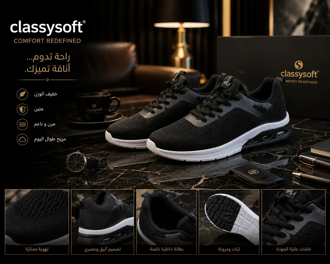 حذاء رياضي رجالي خفيف ومريح – تصميم عصري للاستخدام اليومي