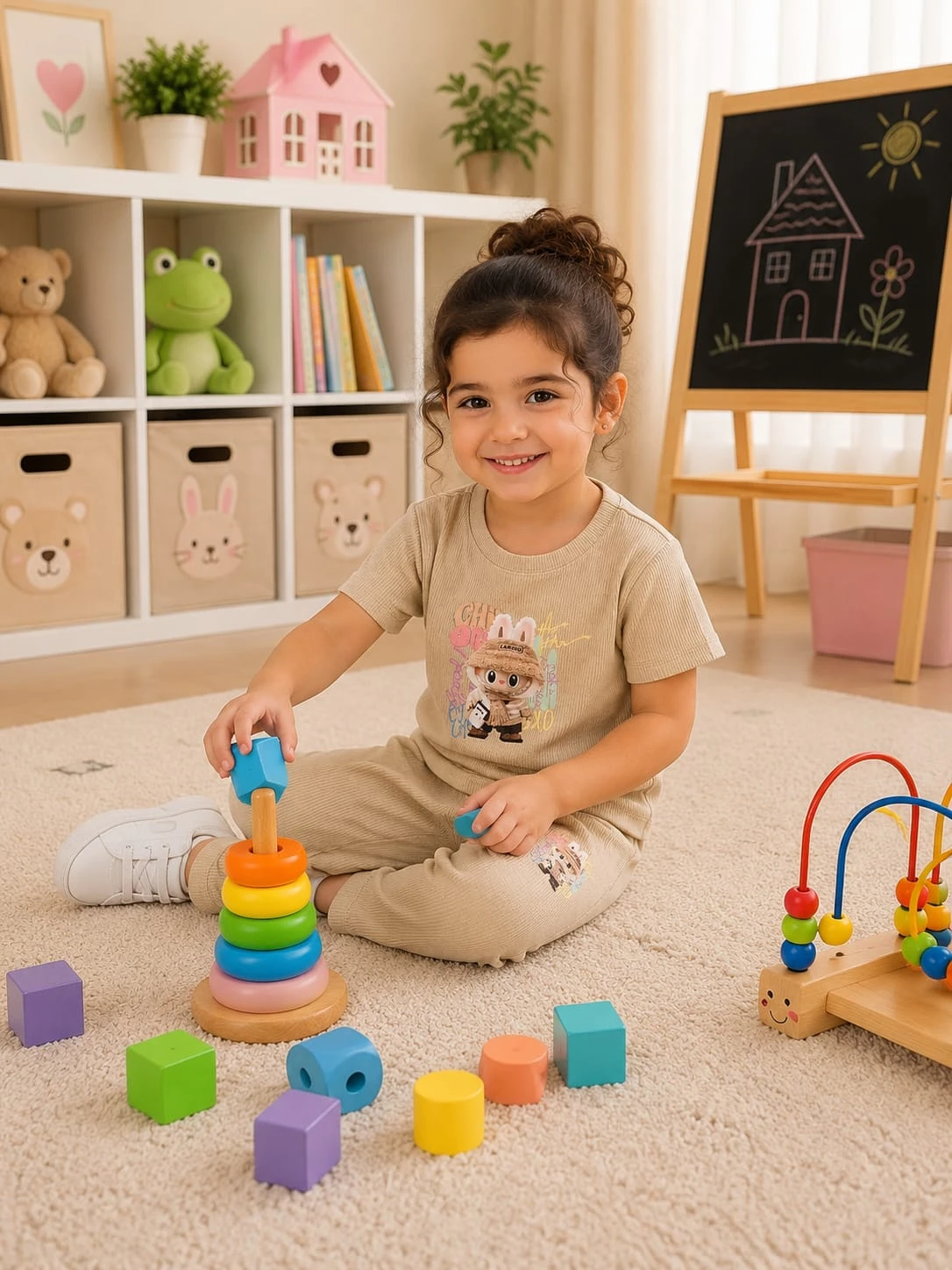 طقم بناتي مريح وأنيق بتصميم رياضي عصري، يجمع بين الراحة والعملية بفضل خامته النا